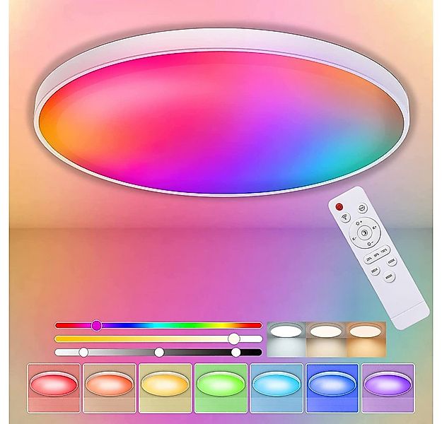 Rosnek LED Deckenleuchte Ø30CM, 24W, RGB, Flush Mount, für Schlafzimmer Bad günstig online kaufen