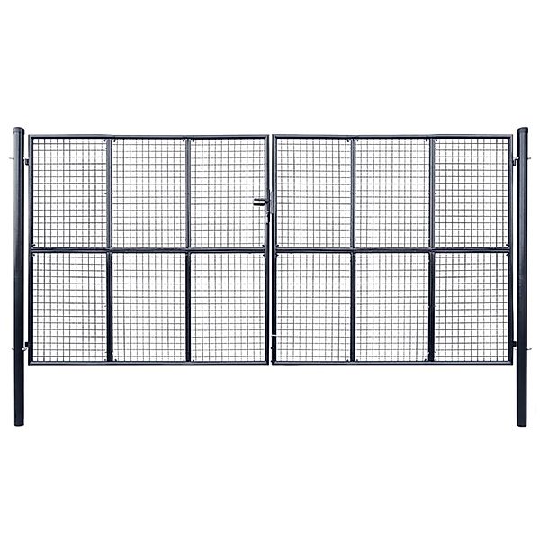 vidaXL Gitter-Gartentor Verzinkter Stahl 415 x 200 cm Grau 143379 günstig online kaufen