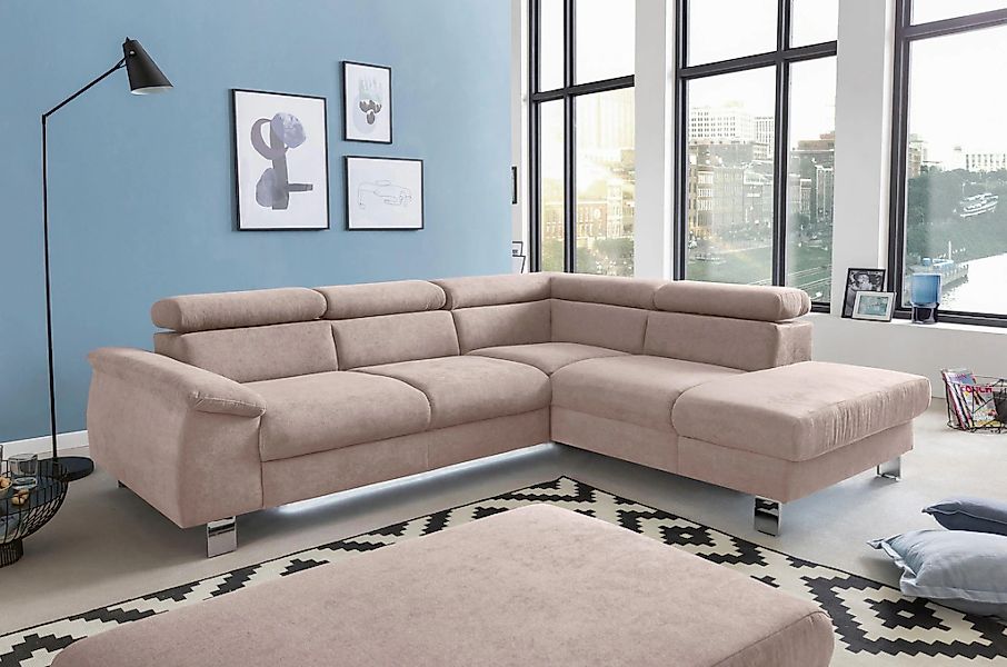 COTTA Ecksofa "Komaris L-Form, B: 249 cm" mit Kopfteilverstellung, optional günstig online kaufen