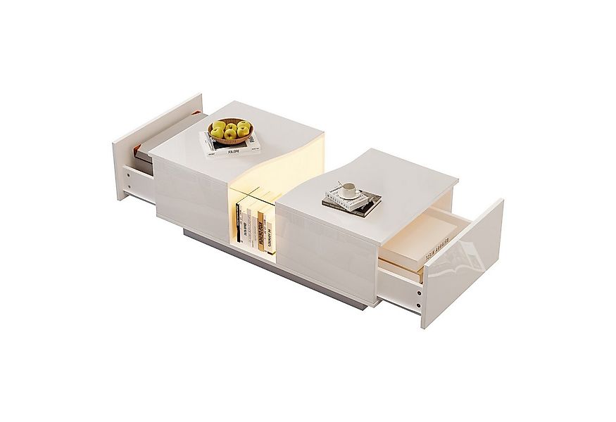 Merax Couchtisch hochglanz Sofatisch Beistelltisch mit LED-Beleuchtung (100 günstig online kaufen