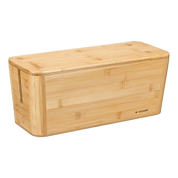 Navaris Aufbewahrungsbox Bambus Kabelbox mit Deckel günstig online kaufen