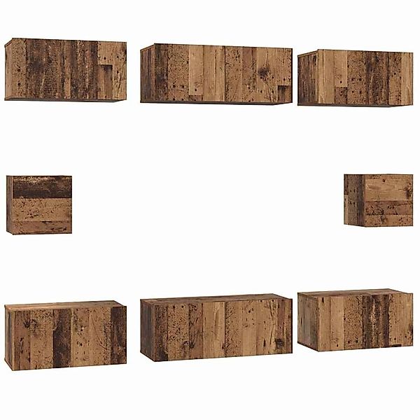 vidaXL TV-Schrank Set Wandmontiert Altholz Holzwerkstoff 3393165 günstig online kaufen