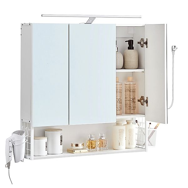 VASAGLE Spiegelschrank Badezimmerschrank Wandschrank Stecker, Hängekorb, günstig online kaufen