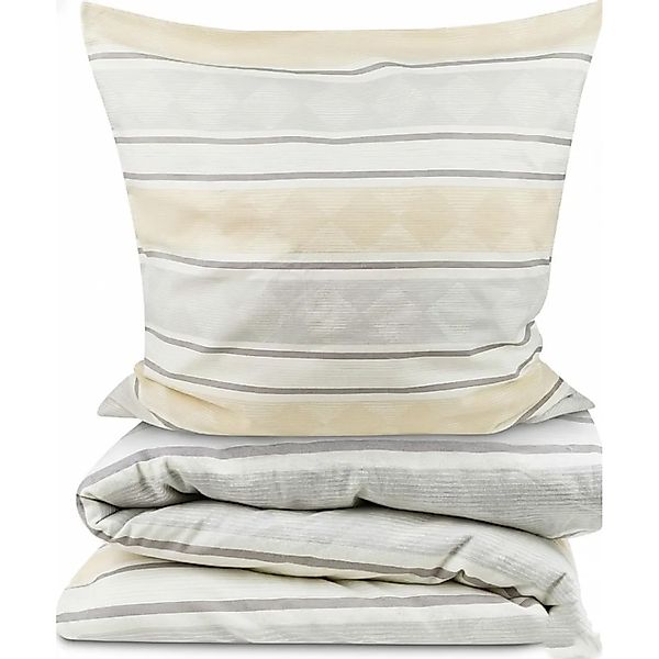 Beautissu 2tlg Biber Bettwäsche Viola 135x200cm Kissenbezug 80x80 cm Beige günstig online kaufen