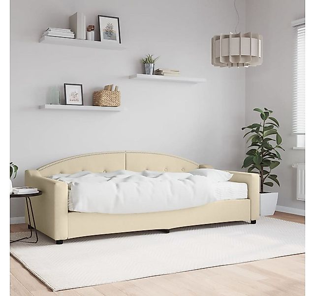 vidaXL Gästebett Gästebett Tagesbett mit Matratze Creme 90x200 cm Stoff Bet günstig online kaufen