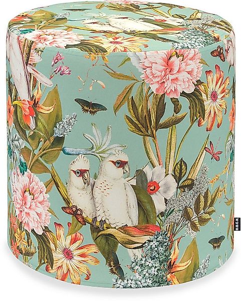 H.O.C.K. Sitzwürfel H.O.C.K. Botanic Hocker rund ø45x45cm aqua Vögel Blumen günstig online kaufen