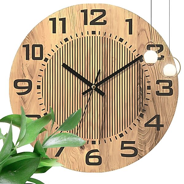 OKWISH Wanduhr 34CM Rund Holz Wand günstig online kaufen