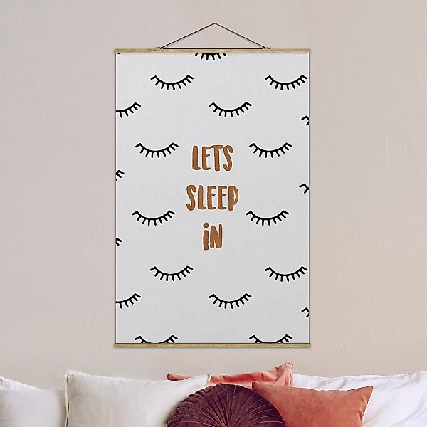 Stoffbild mit Posterleisten Schlafzimmer Zitat Lets Sleep In günstig online kaufen