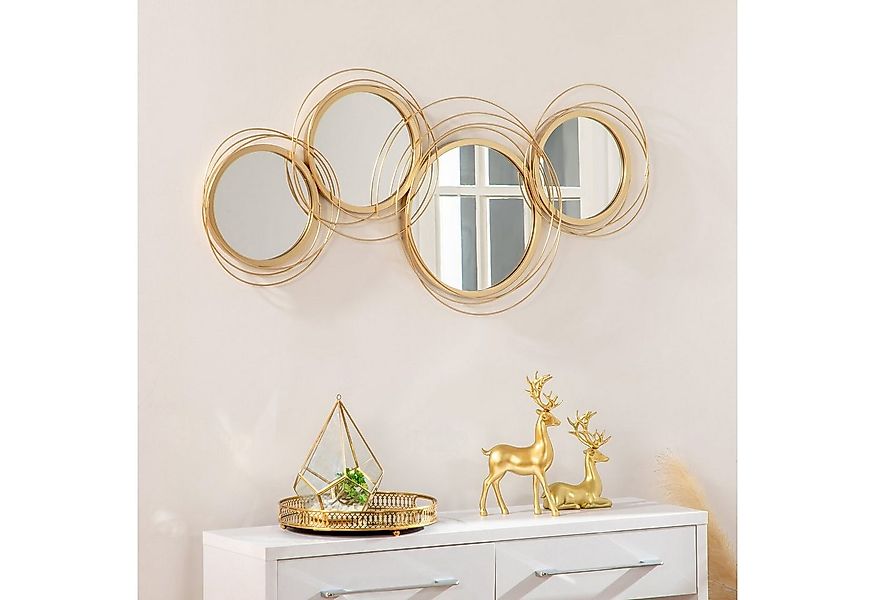 HOMCOM Wandbild mit 4 runden Spiegel, modern (Wanddeko, 1 St), Metall, Gold günstig online kaufen