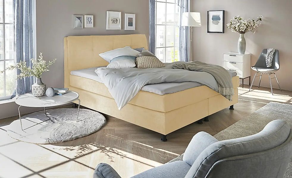 Boxspringbett  Vegg Towel ¦ beige ¦ Maße (cm): B: 205 H: 112,5 Betten > Box günstig online kaufen