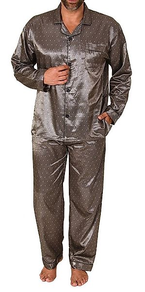 Normann Pyjama Herren Satin Pyjama, durchknöpfbarer Schlafanzug in Minimal- günstig online kaufen