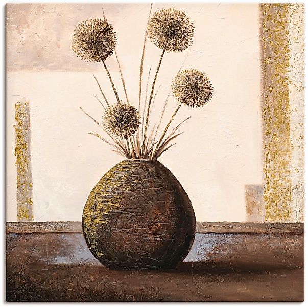 Artland Leinwandbild "Goldene Vasen II" Vasen & Töpfe 1 Stk. tlg. auf Keilr günstig online kaufen