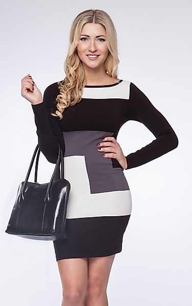 Passioni Strickkleid mit schwarzem, grauem und günstig online kaufen