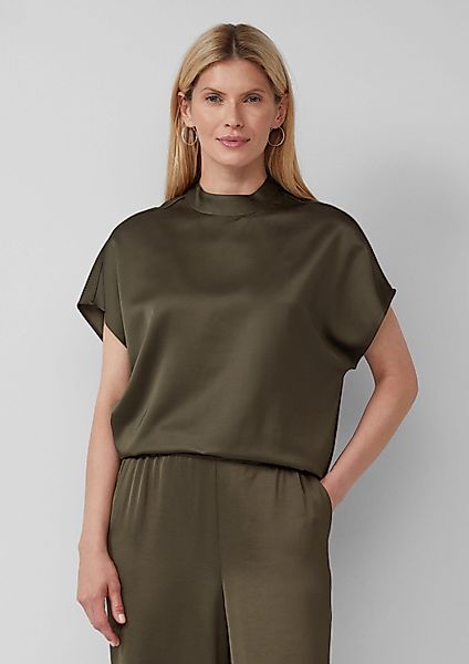 s.Oliver Kurzarmbluse Bluse Satinierte Viskosemix-Bluse im günstig online kaufen