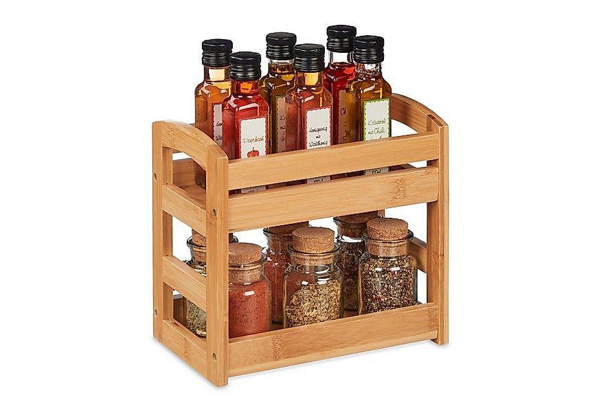 relaxdays Gewürzregal Bambus Gewürzregal mit 2 Etagen günstig online kaufen