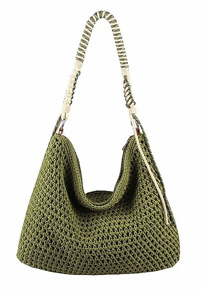 ITALYSHOP24 Schultertasche DAMEN TASCHE Boho Shopper Strohtasche Hobo Gefle günstig online kaufen