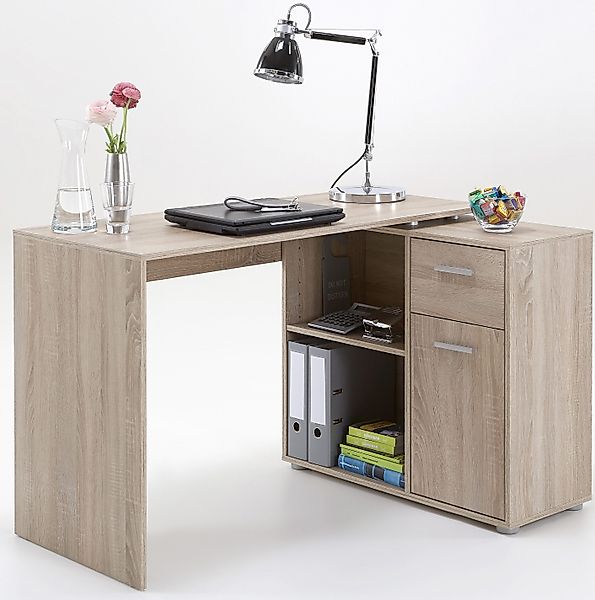 FMD Eckschreibtisch AUGSBURG, Schreibtisch/Sideboard m. Stauraum, günstig online kaufen