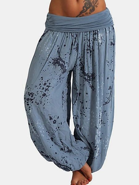 Loose Print Elastic Waist Casual Pants für Damen günstig online kaufen
