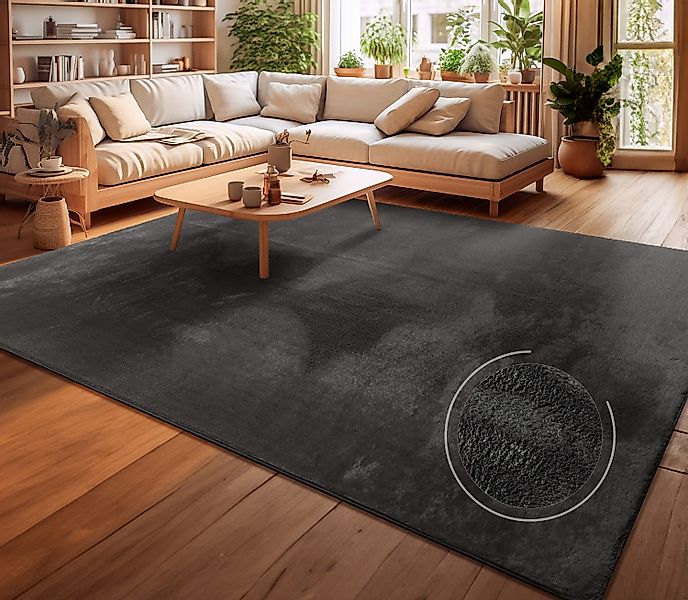my home Teppich "Andeer" rechteckig 14 Höhe Kurzflor, Uni Farben, weich & k günstig online kaufen
