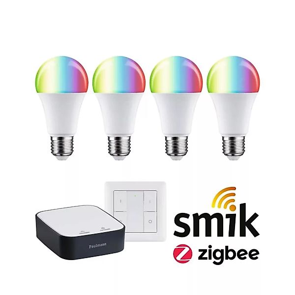 Smartes Zigbee 3.0 LED Starter Set Smik E27 - Birne A60 4x 11W 1055lm RGBW günstig online kaufen