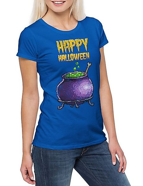 Urban Backwoods Print-Shirt Pixel Happy Halloween Damen T-Shirt Witch Hexe günstig online kaufen
