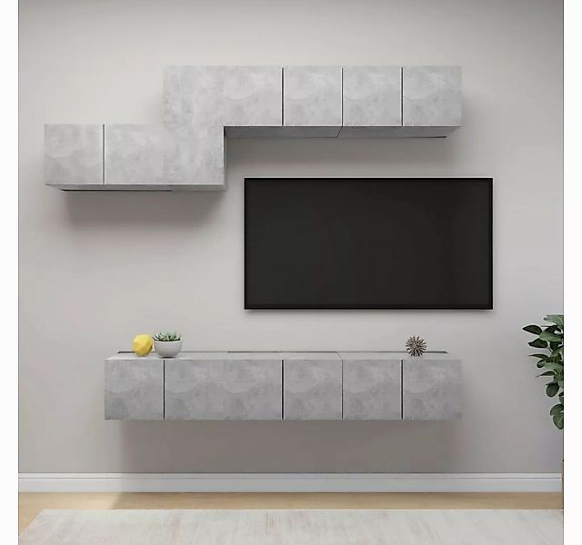 vidaXL TV-Schrank 7-tlg TV-Schrank-Set Betongrau Spanplatte günstig online kaufen