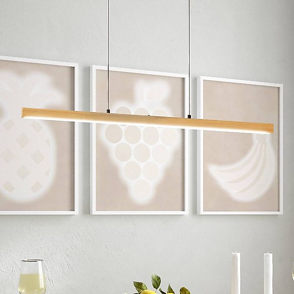 LED-Pendellampe Shine-Wood, Länge 105 cm,, Eiche/schwarz CCT günstig online kaufen