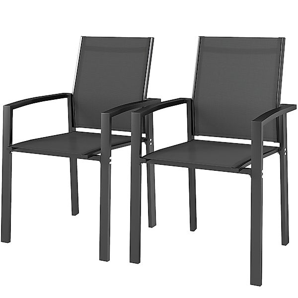 Outsunny Set 2 Gartenstühle Stapelbare mit Armlehnen, Esszimmerstühle für d günstig online kaufen