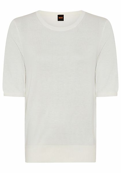 BOSS ORANGE Kurzarmpullover "Fiaffu Premium Damenmode" mit Lochmuster, Kasc günstig online kaufen