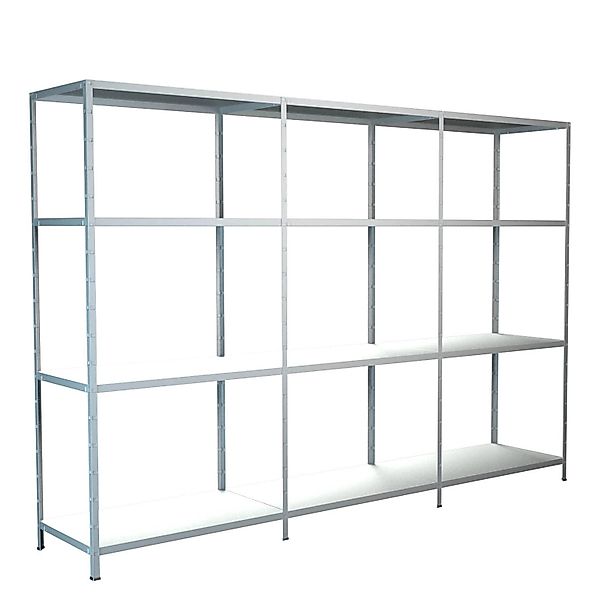 Schulte Steck-Grund- und 2 x Anbauregale 180 cm x 320 cm x 35 cm Weiß günstig online kaufen