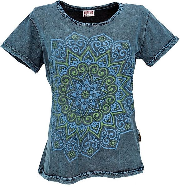 Guru-Shop T-Shirt Boho T-Shirt mit Mandaladruck, stonewashed.. alternative günstig online kaufen