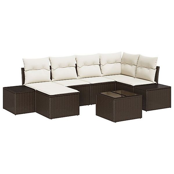 vidaXL Loungesofa 6-teiliges Garten Sofa Set mit Kissen Grau Poly Rattan, 7 günstig online kaufen