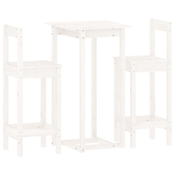 vidaXL Essgruppe 3-tlg. Bar-Set Weiß Massivholz günstig online kaufen