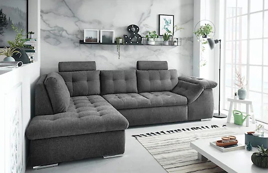 ED EXCITING DESIGN Ecksofa »Oman L-Form« mit Bettfunktion, Bettkasten, Armt günstig online kaufen