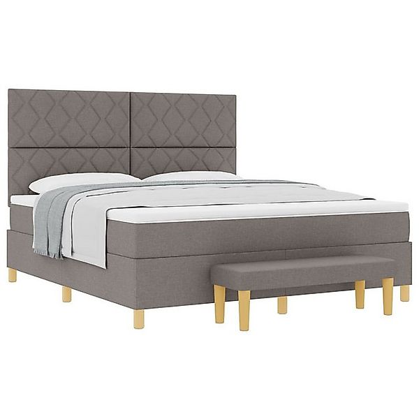 vidaXL Bett Boxspringbett mit Matratze & Bank Taupe 180x200 cm Stoff (2-tlg günstig online kaufen