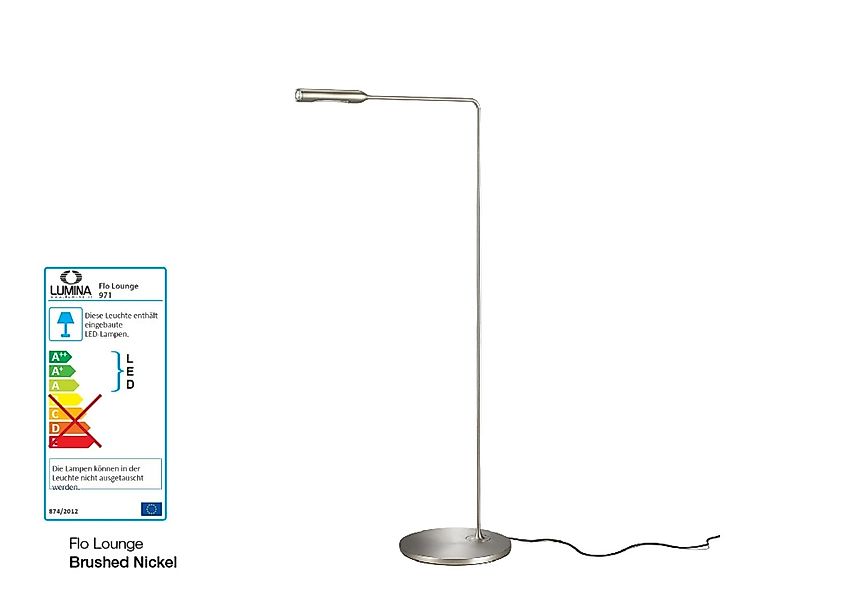 FLO Lounge Stehlampe nickel gebürstet günstig online kaufen