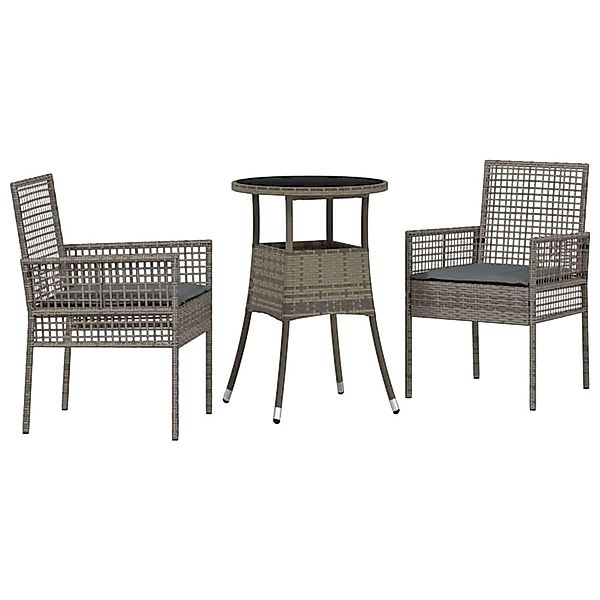 vidaXL Garten Essgruppe 3-Tlg Grau Poly Rattan 3334945 günstig online kaufen