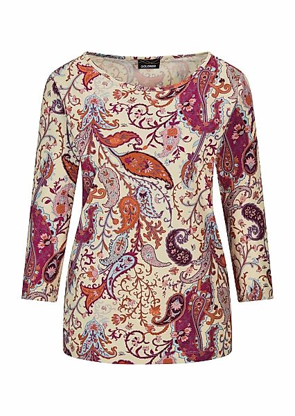 GOLDNER Kurzarmshirt "Florales Jerseyshirt mit Paisley-Muster" U-Boot-Aussc günstig online kaufen