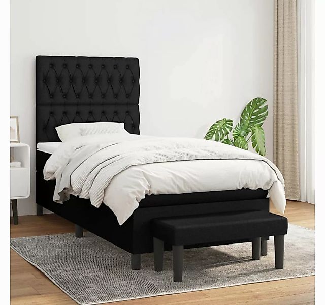 vidaXL Boxspringbett Boxspringbett mit Matratze Schwarz 100x200 cm Stoff Be günstig online kaufen