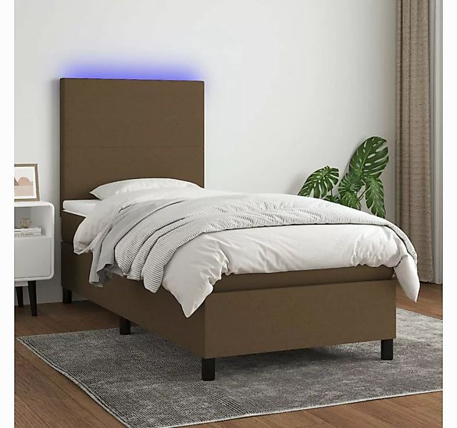 vidaXL Boxspringbett Boxspringbett mit Matratze LED Dunkelbraun 90x200 cm S günstig online kaufen