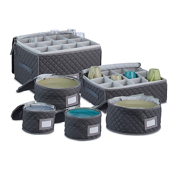 relaxdays Aufbewahrungsbox für Geschirr 6er Set günstig online kaufen