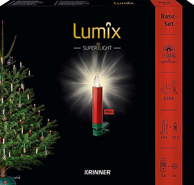 lumix LED-Christbaumkerzen LUMIX SuperLight Metallic Rot Mini Basis günstig online kaufen