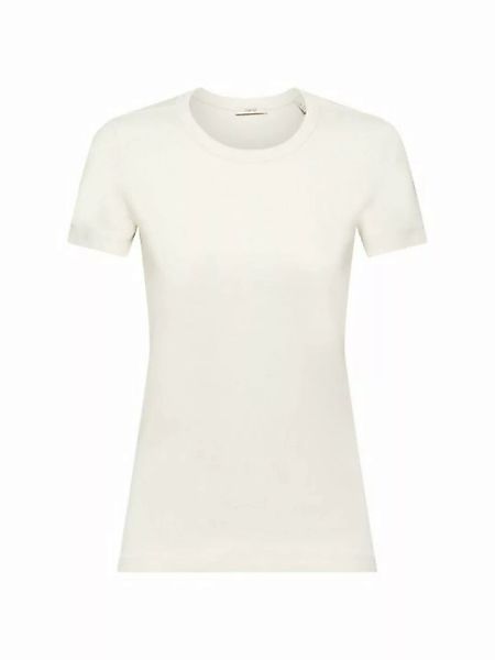 Esprit T-Shirt T-Shirt mit geripptem Rundhalsausschnitt (1-tlg) günstig online kaufen