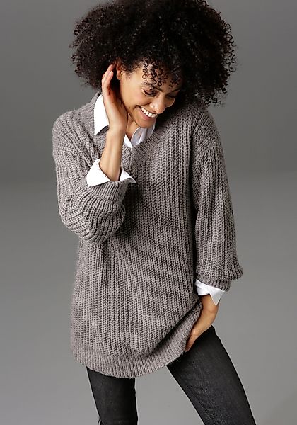 Aniston CASUAL Longpullover mit fixierten Umschlag günstig online kaufen