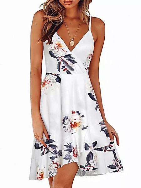 Orient Phoenix Sommerkleid Damen Sommerkleider Blumenmuster Kleid V-Ausschn günstig online kaufen