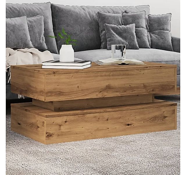 vidaXL Couchtisch, Couchtisch mit LED-Leuchten Artisan-Eiche 90x50x40 cm günstig online kaufen