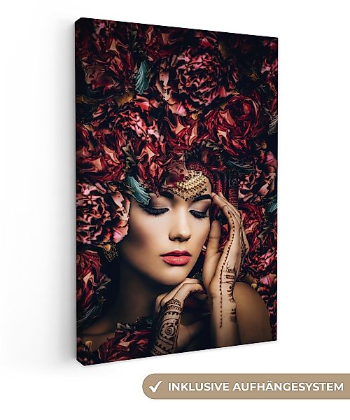 OneMillionCanvasses® Leinwandbild Frau - Blumen - günstig online kaufen