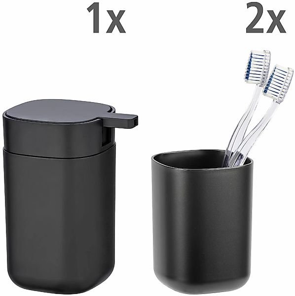 WENKO Badaccessoire-Set "Davos" bestehend aus Seifenspender, 2x Zahnputzbec günstig online kaufen