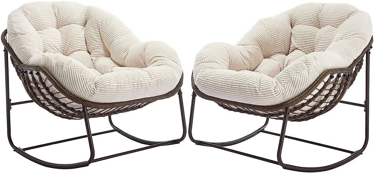 LVHOM Schaukelstuhl mit gepolstertem Kissen, Rattanstuhl mit Stahlrahmen, L günstig online kaufen