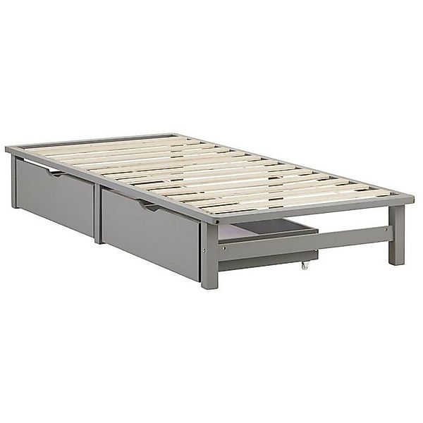 Homestyle4u Holzbett 90x200 / 100x200 / 140x200 Weiß Natur Grau Palettenbet günstig online kaufen